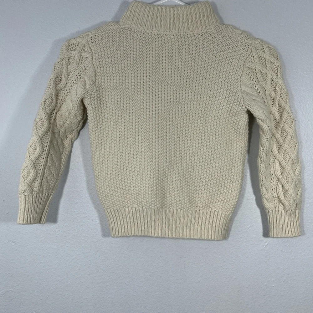 Gap Baby Boys Sweater 4T Ivory Cable Knit Mock Neck Fisherman‎ Preppy